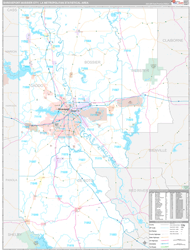 Shreveport-Bossier City Metro Area Wall Map Premium Style 2024